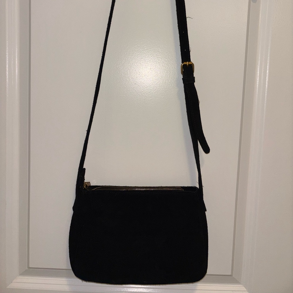 Brandy Melville Black Suede Crossbody Bag Gold Hardware